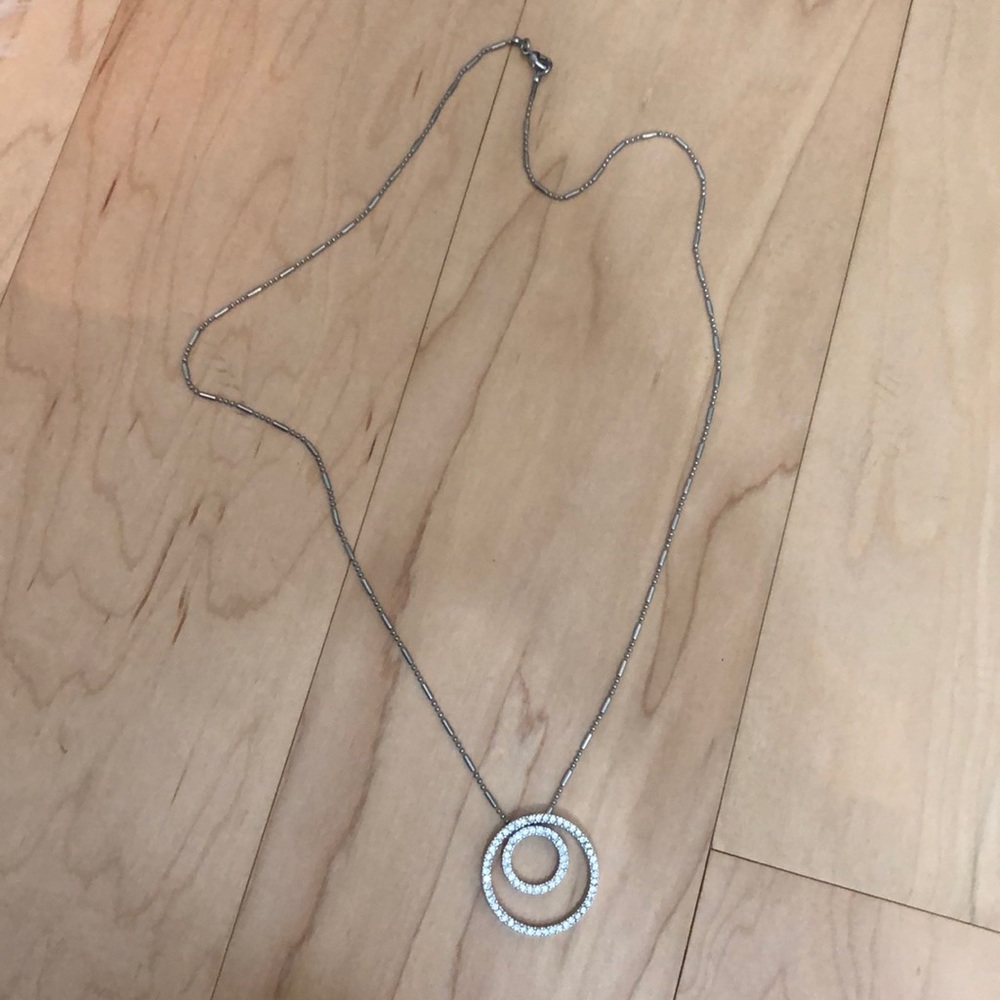 Silver Necklace with rhinestone design